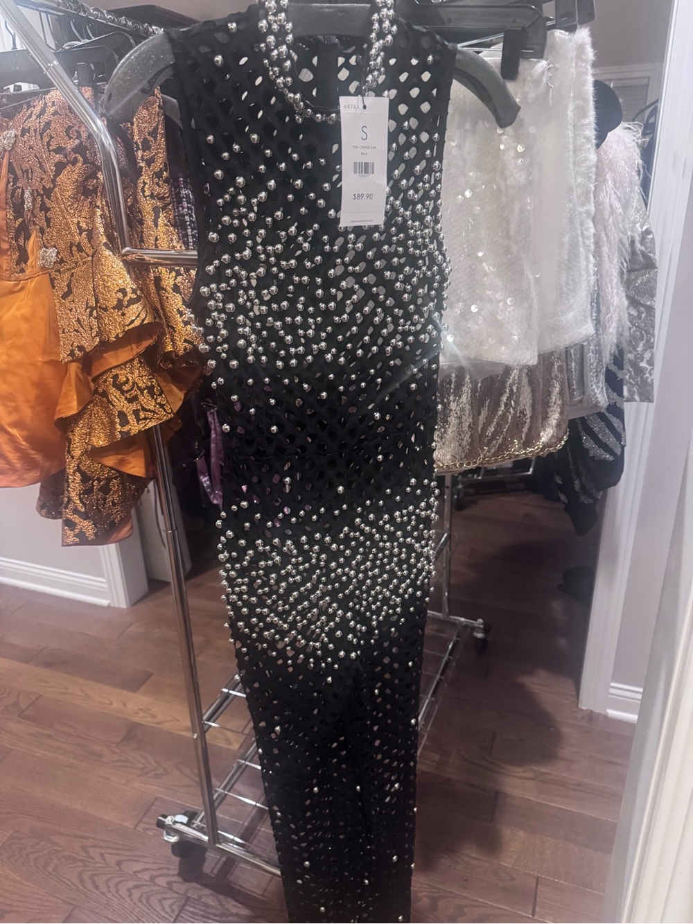 AKIRA Black stone embedded Jumpsuit ✨  Cutout Bodysuit | S/M | NWT - Picture 4 of 7